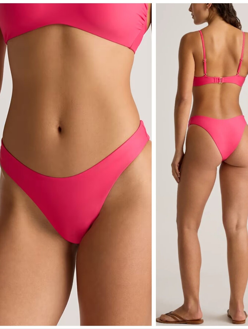 NWT Quince Italian High-Leg Bikini Bottom Hibiscus Vibrant Pink Women's XS Beach